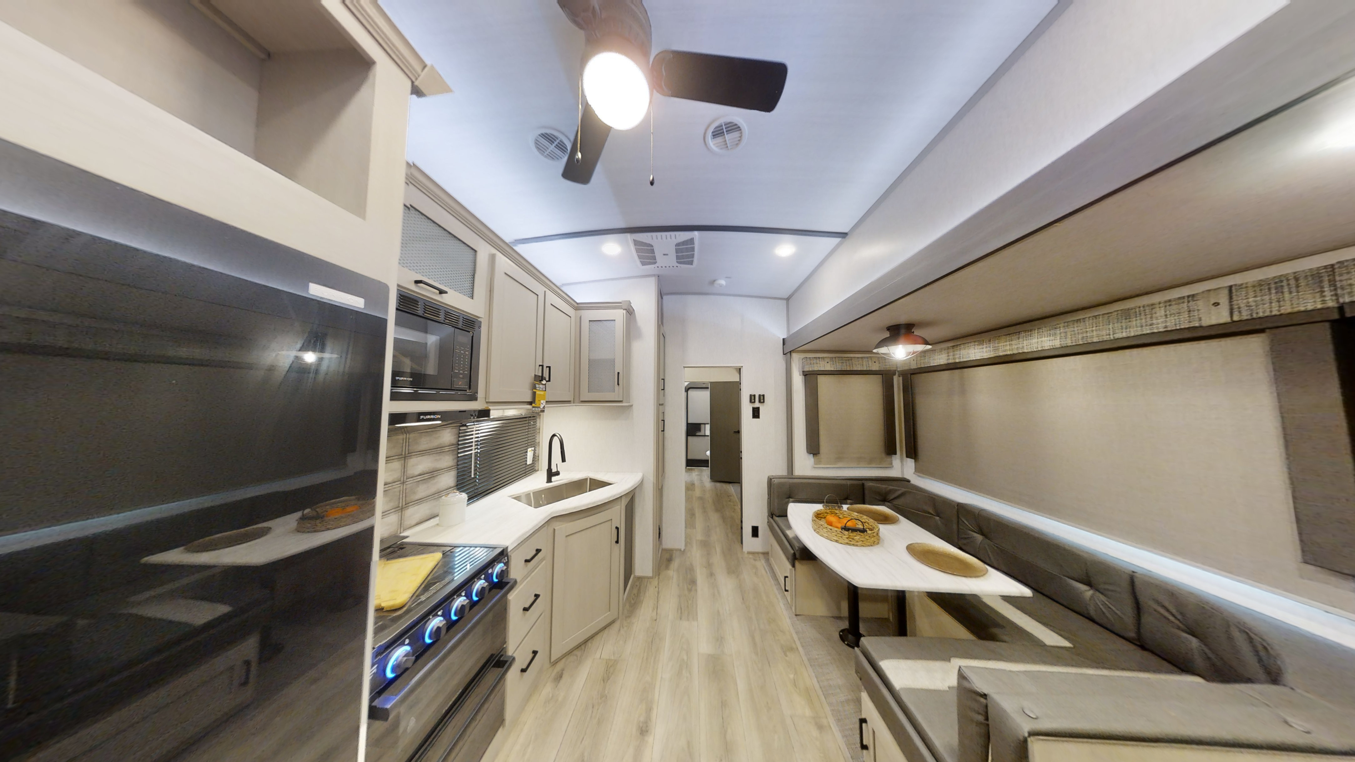 Interior view of the kitchen and dining area.